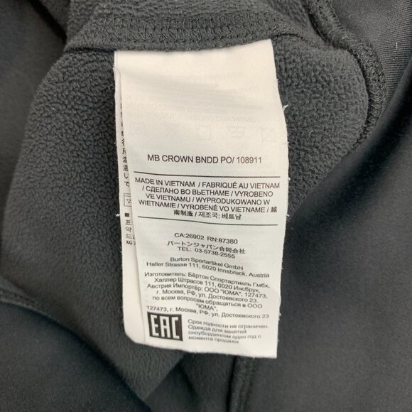 Burton Mens Sweater Small Black Crown Bonded Pullover Hoodie Snowboarding Logo - Picture 6 of 9